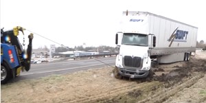 Truck stop semi truck accident