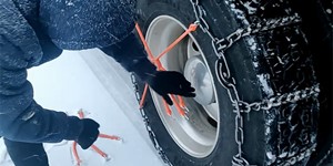 How to install tire chains on a semi truck