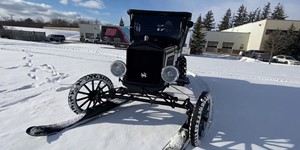1926 Ford Model T Snowmobile raw driving footage