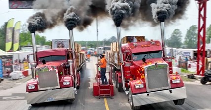 SEMI TRUCKS Drag Racing with 120000 lbs Trailers