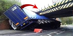 IDIOT TRUCK DRIVERS, CRAZY TRUCK DRIVING FAILS - TRUCKS SMASHING INTO BRIDGES -TRUCKS CROSSWIND